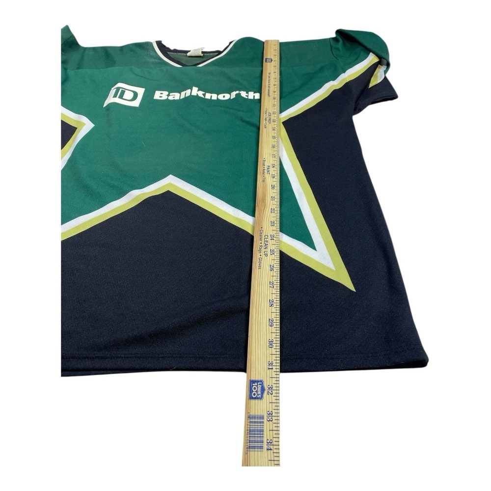 VTG Athletic Knit Hockey Jersey Mens XL Banknorth Green Black Star 12 Canada‎ - Picture 9 of 13